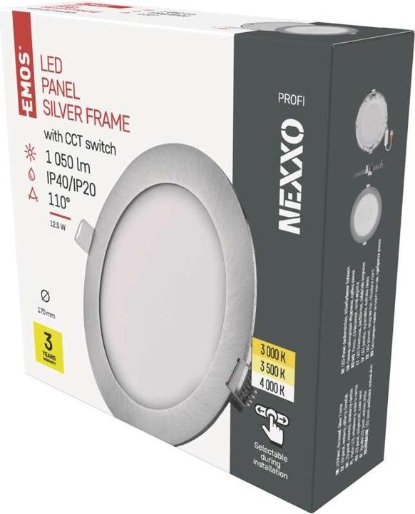 Produktbild Emos LED-Einbauleuchte NEXXO, rund, silber, 12,5W, mit Change CCT (1050 lm)