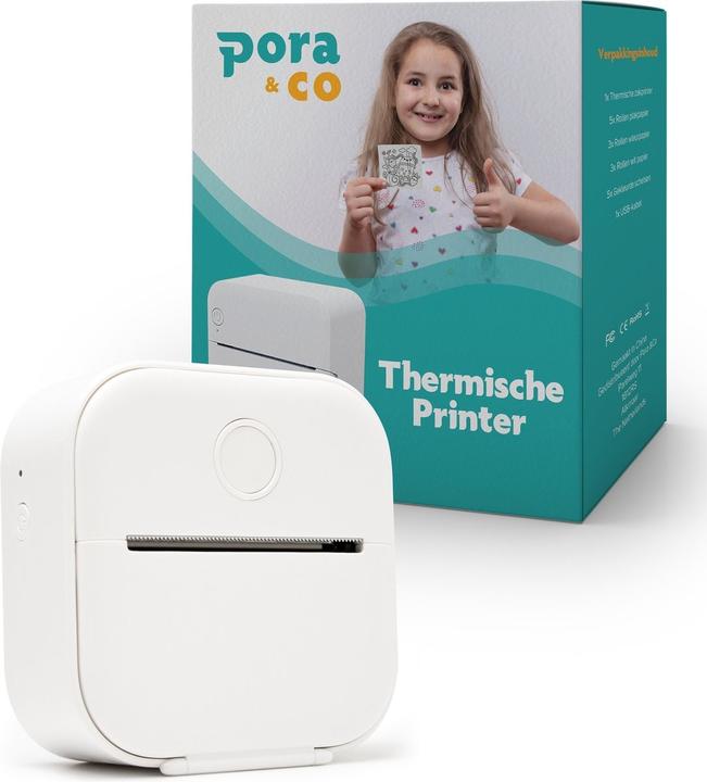 Produktbild Mini Fotoprinter Voor Smartphone - Incl. App & 1 Rol Fotopapier - Pocket printer - Mobiele fotoprinter - (Thermodirekt, Schwarz-Weiss)