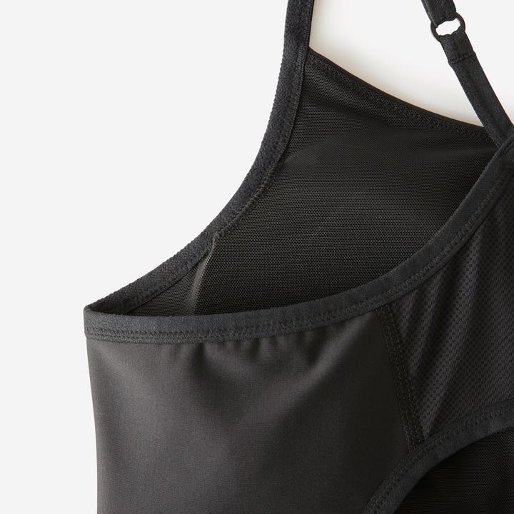 Produktbild Domyos Sport-Bustier Damen schmale gekreuzte Träger leichter Halt - schwarz (S)
