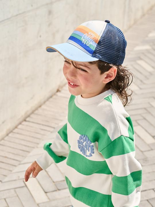 Produktbild Vertbaudet Sweatshirt mit Streifen und Print Jungen, Recycling-Polyester (152)