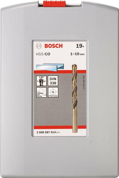 Produktbild Bosch Professional Zubehör PRO Stainless Steel HSS-Co Spiralbohrer-Set, 19-tlg. (1 mm, 1.5 mm, 10 mm, 2 mm, 2.5 mm, 3 mm, 3.5 mm, 4 mm, 4.5 mm, 5 mm, 5.5 mm, 6 mm, 6.5 mm, 7 mm, 7.5 mm, 8 mm, 8.5 mm, 9 mm, 9.5 mm)