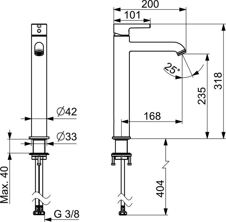 Productafbeelding Hansa HANSAVANTIS Stijl wastafelmengkraan, zonder afloop, 168 mm uitsprong, 54472207