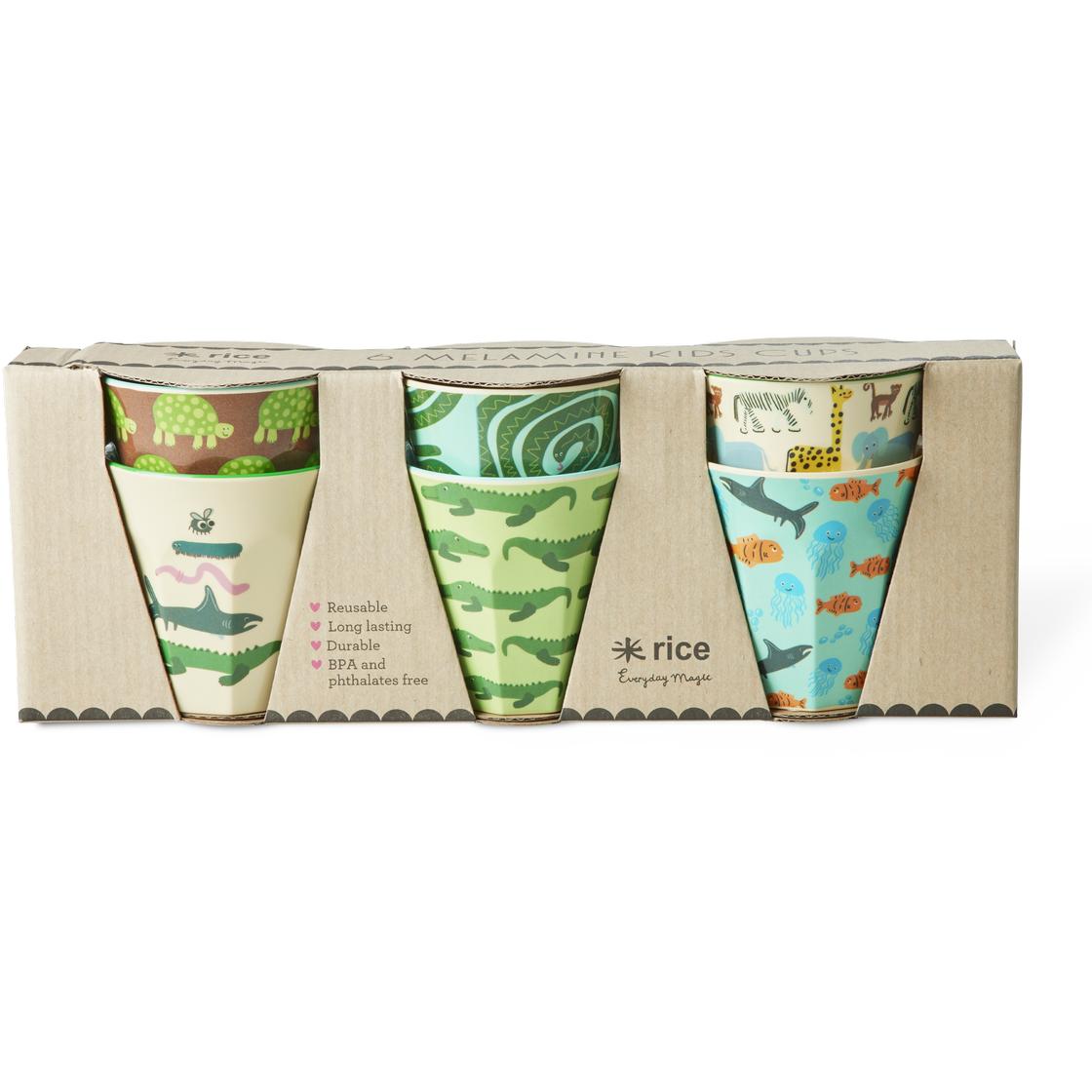 Thumbnail - Rice, Kindergeschirr + Kinderbesteck, - Melamine Cups with Wildlife Print - Mint - Small