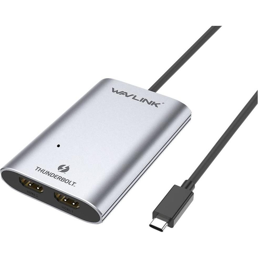 Thumbnail - Wavlink WS-UTA02H Thunderbolt / HDMI Adapter (1x Thunderbolt - 2x HDMI) Space Grau eindrähtig 50cm (Thunderbolt, HDMI, 5...
