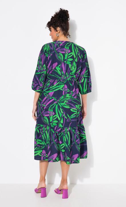 Actual product image Ulla Popken Contrast Color 3/4 Sleeve A-Line Dress (60)