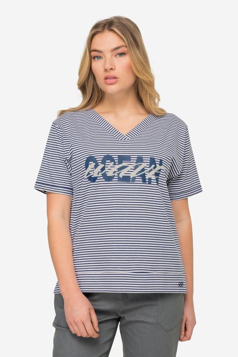 Immagine prodotto Laurasøn T-shirt con righe, scollo a V, maniche corte e OEKO-TEX Made in Green (L)