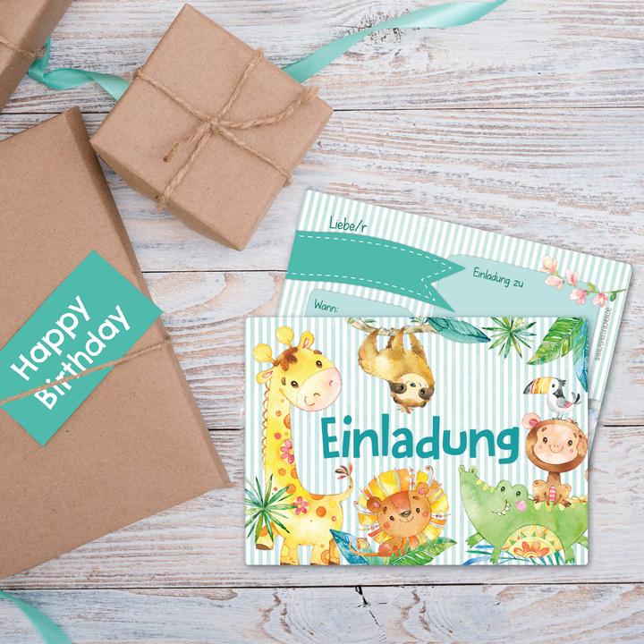 Image du produit Papierdrachen 12 cartes d'invitation pour un anniversaire - Animaux d'Afrique (12 pcs)