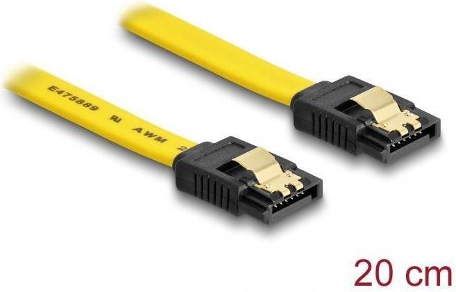 Image du produit Delock Câble SATA-3 : 20cm, clip métallique, jaune