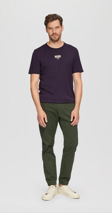 Produktbild S.Oliver T-Shirt Logo-Shirt mit Rollkante und Flammgarnstruktur (S)