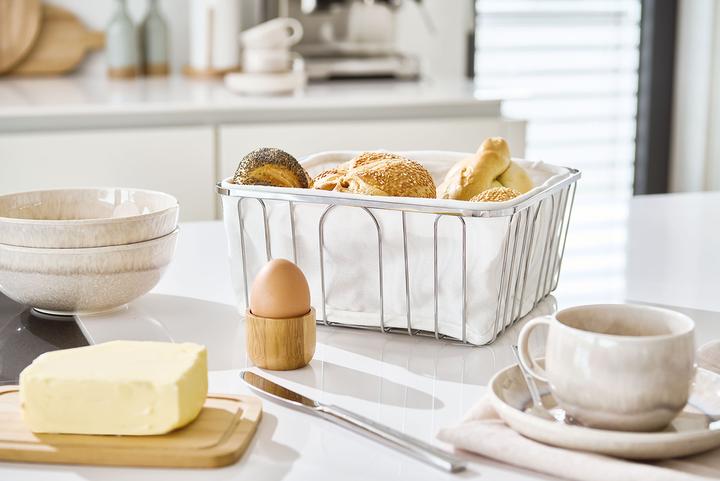 Productafbeelding Zeller Present Broodmand met tas, verchroomd metaal/katoen