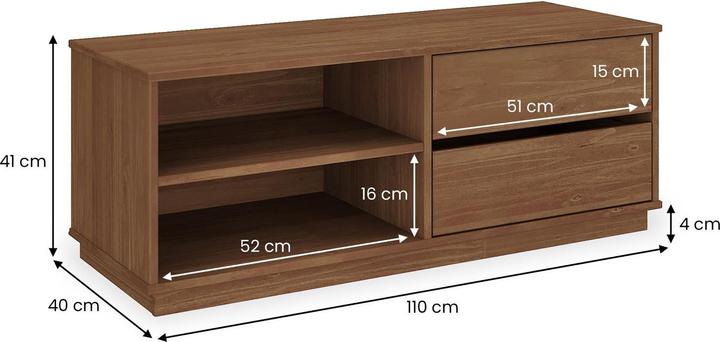 Produktbild IDIMEX Lowboard MAITE mit 2 Schubladen – Eichefarben