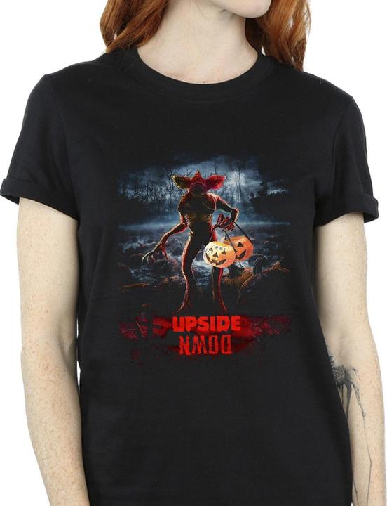 Actual product image Netflix Womens/Ladies Stranger Things Pumpkin Upside Down Cotton Boyfriend T-Shirt (XXL)