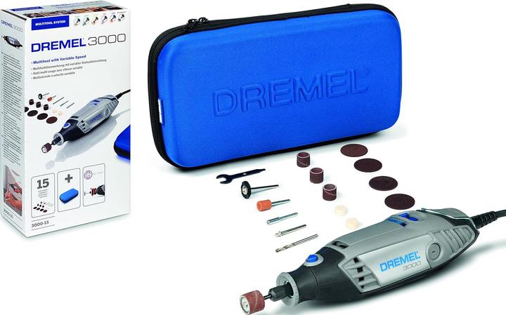 Produktbild Dremel 3000 Multifunktionswerkzeug - Italienische Version (130 Watt, Set mit 15 Zubehörteilen, Drehz