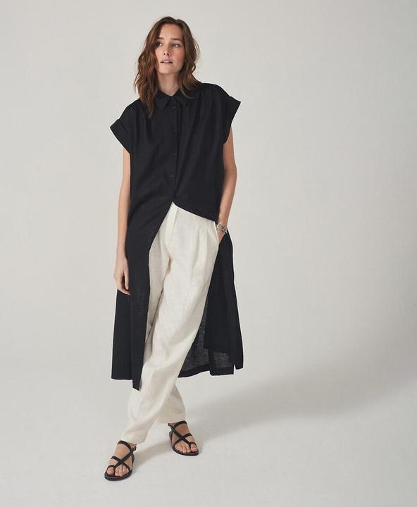 Image du produit La Redoute Collections Robe-blouse midi Signature en lin (M)