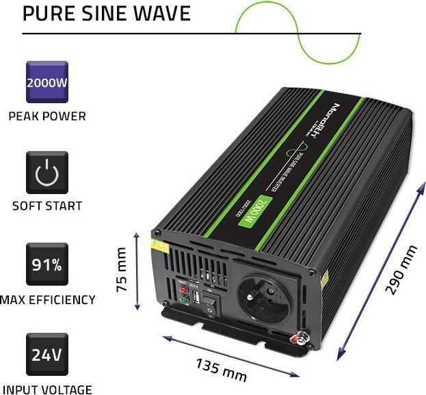 Productafbeelding Qoltec 51938 Pure Sine Wave Inverter