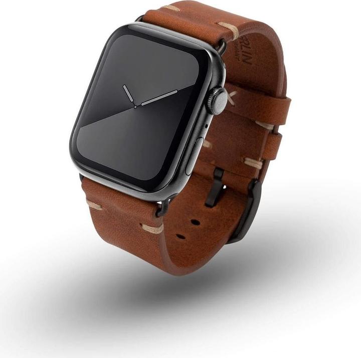 JT Berlin Watchband Alex II Vintage | Apple Watch Ultra/42/44/45mm | brown - stainless steel black | M (45 mm, Stainless steel)
