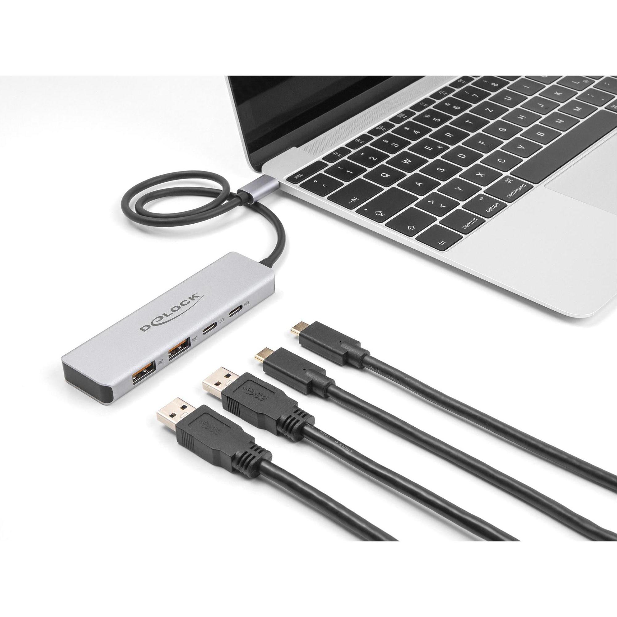 Thumbnail - Delock Helper (USB-C, 4 Ports), Dockingstation + USB Hub, Grau