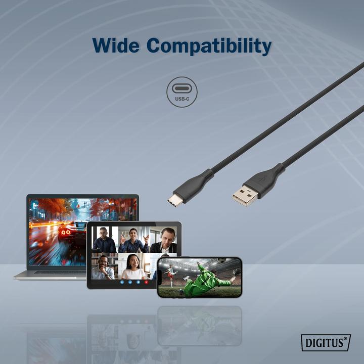 Actual product image Digitus USB-C silicone connection cable, 2m, black (2 m, USB 2.0, 60 W)