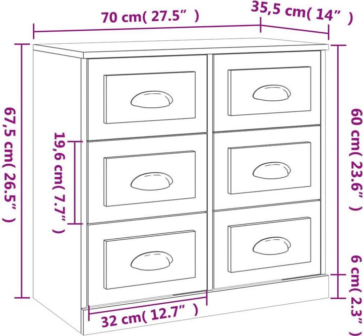 Image du produit vidaXL Sideboard (70 x 35.50 x 67.50 cm)