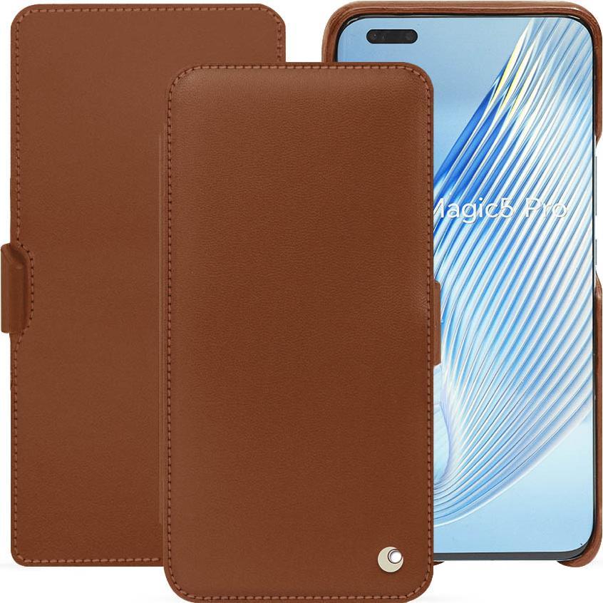 Noreve Lederschutzhülle horizontal (Honor Magic5 Pro), Smartphone Hülle, Braun