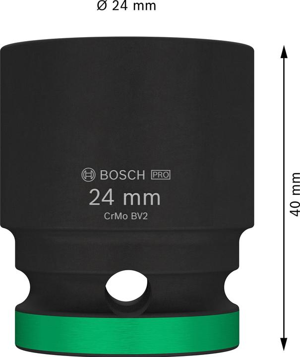 Produktbild Bosch Professional Zubehör PRO Impact Steckschlüsseleinsatz, 1/2", 24 mm, Standard (24 mm)