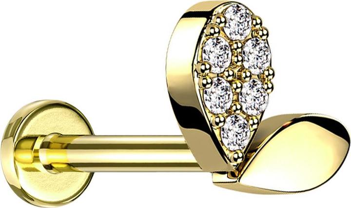 Actual product image Star Piercing Micro Labret Inner Thread Gold Plated Heart Sprout Crystals Silver (without brass, Titanium)