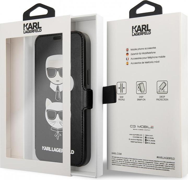 Produktbild Karl Lagerfeld Leather Cover Heads Book for Apple iPhone 12 /12 Pro Black KLFLBKSP12MFKICKC (EU ) (Apple iPhone 12 Pro, Apple iPhone 12)