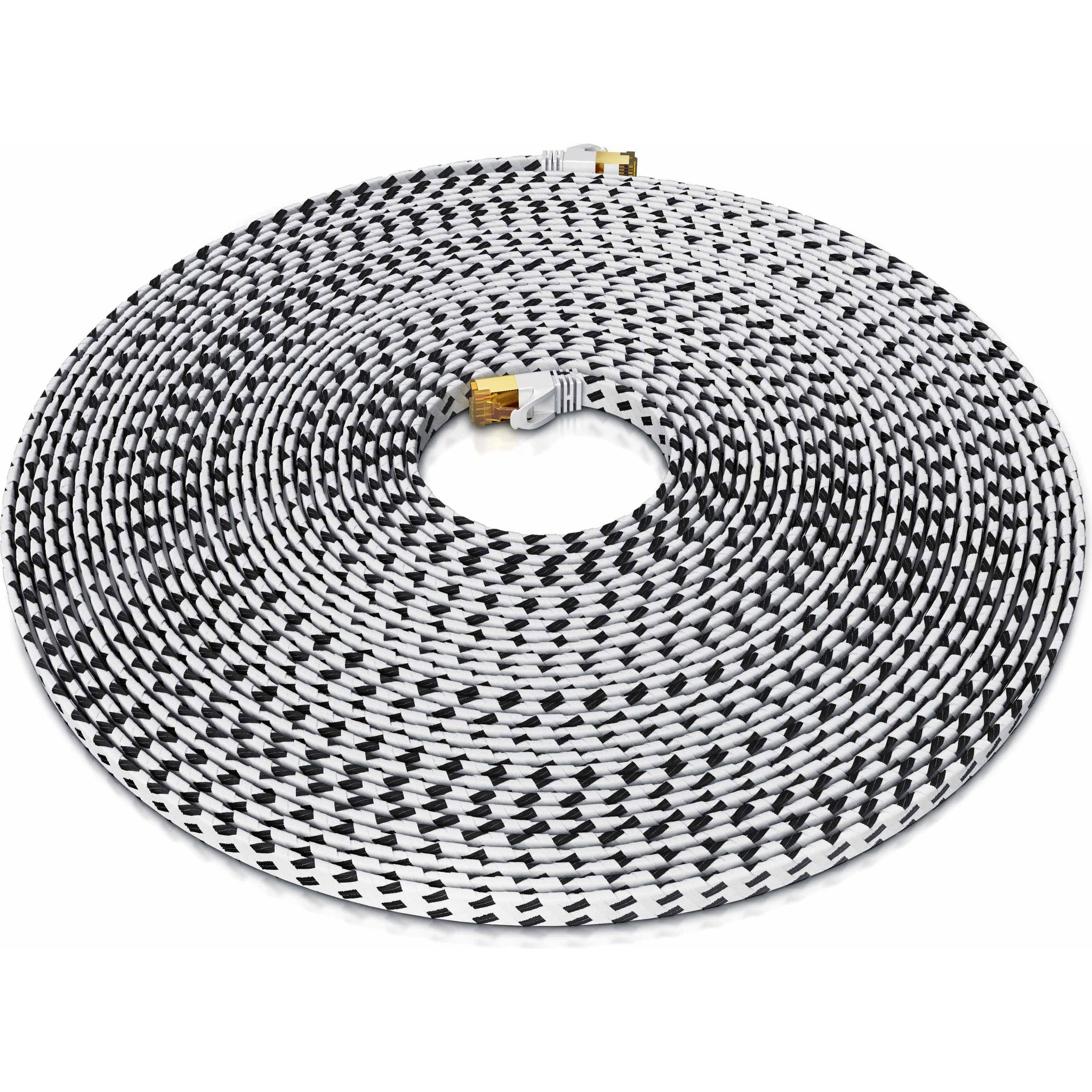 Thumbnail - Primewire CAT 7 Netzwerkkabel Flach Baumwollmantel - LAN Patchkabel Datenkabel - Flachbandkabel - Verlegekabel (U/FTP, C...