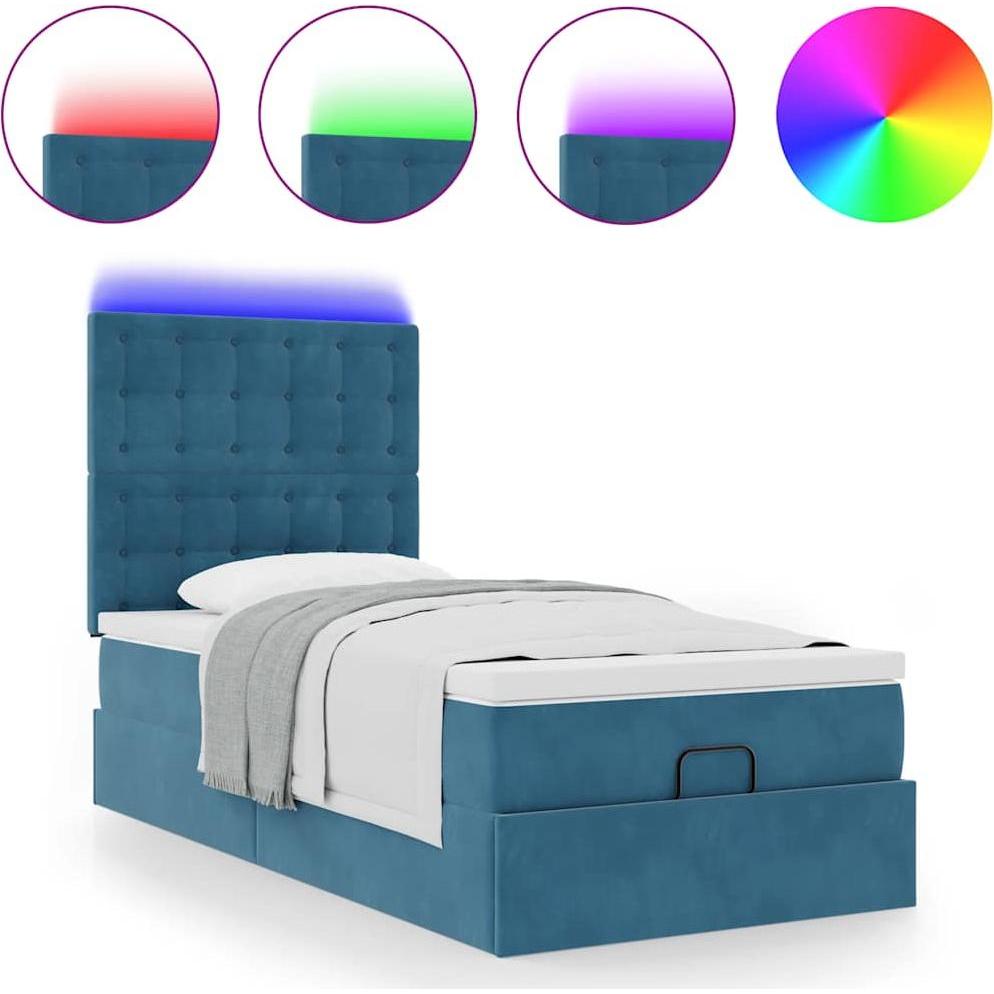 Thumbnail - VidaXL, Bett, Ottoman-Bett mit Matratzen Dunkelblau 100x200 cm Samt (100 x 200 cm)