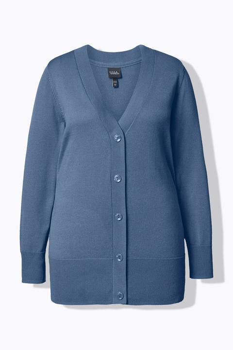 Produktbild Ulla Popken Strickjacke, V-Ausschnitt, Knopfleiste, Feinstrick (60)