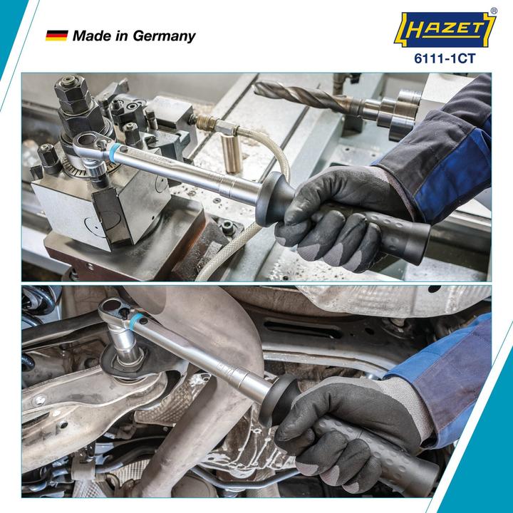 Actual product image HAZET Torque wrench 6111-1CT ∙ Nm min-max: 20 - 120 Nm ∙ Tolerance: 2% ∙ Square, solid 10 mm (3/8 i… (3/8", 20 Nm, 120 Nm)