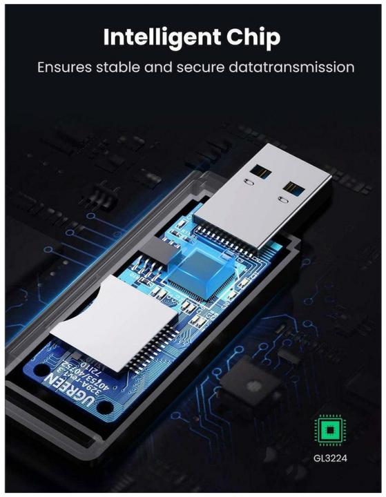 Actual product image Ugreen CM104 SD/microSD USB 3.0 memory card reader (white) (USB 3.0)