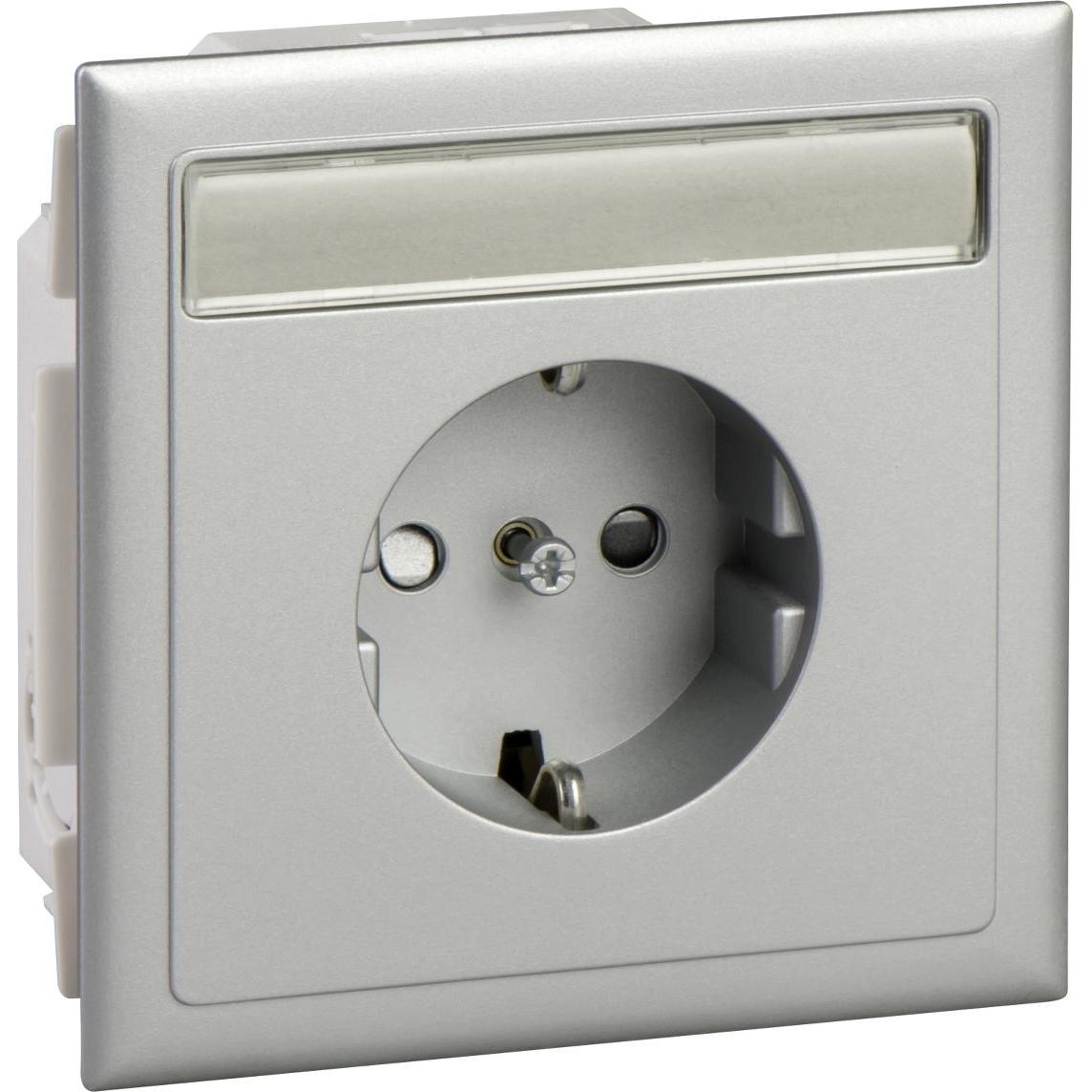 Schneider Electric, Steckdose, Schukosteckdose 1-fach inkl. Einbaudose Alueffekt Schriftfeld TYP:CYB-PS-SK1-AL 5975002
