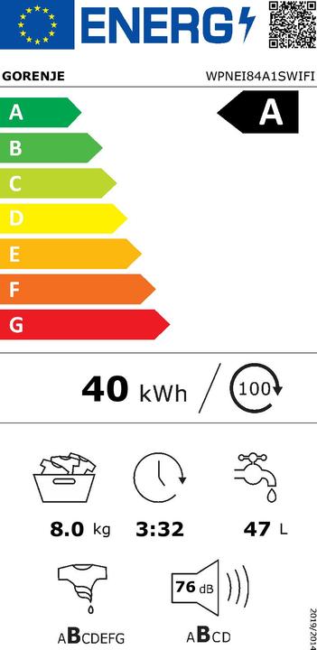 Energie-Label Gorenje WPNEI84A1SWIFI (8 kg)