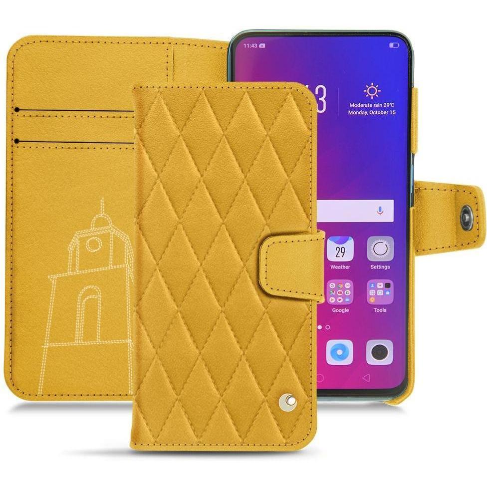 Noreve Lederschutzhülle Wallet (Oppo Find X), Smartphone Hülle, Orange