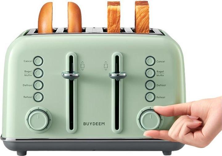 Actual product image Buydeem Toster 4 Slice Toaster, model DT640E, color Cozy Greenish, EU