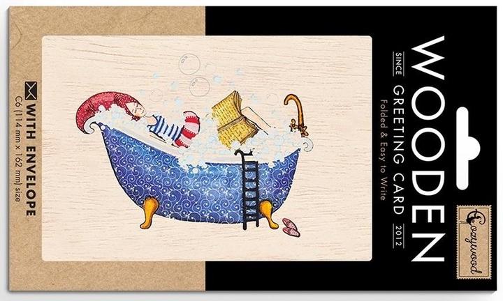 Produktbild Cozywood Holzkarte C6 + Umschlag Frau in der Badewanne