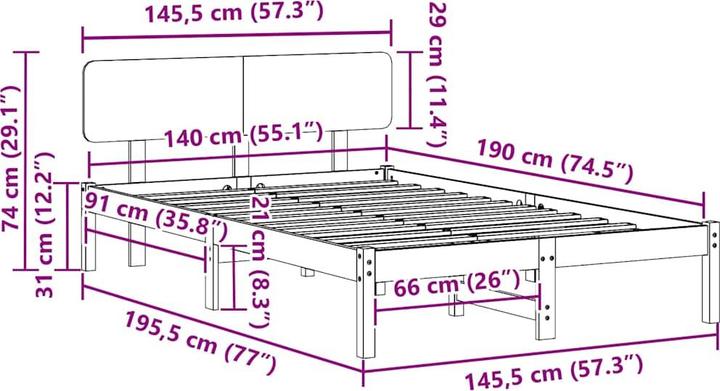 Actual product image vidaXL Bedstead (140 x 190 cm)
