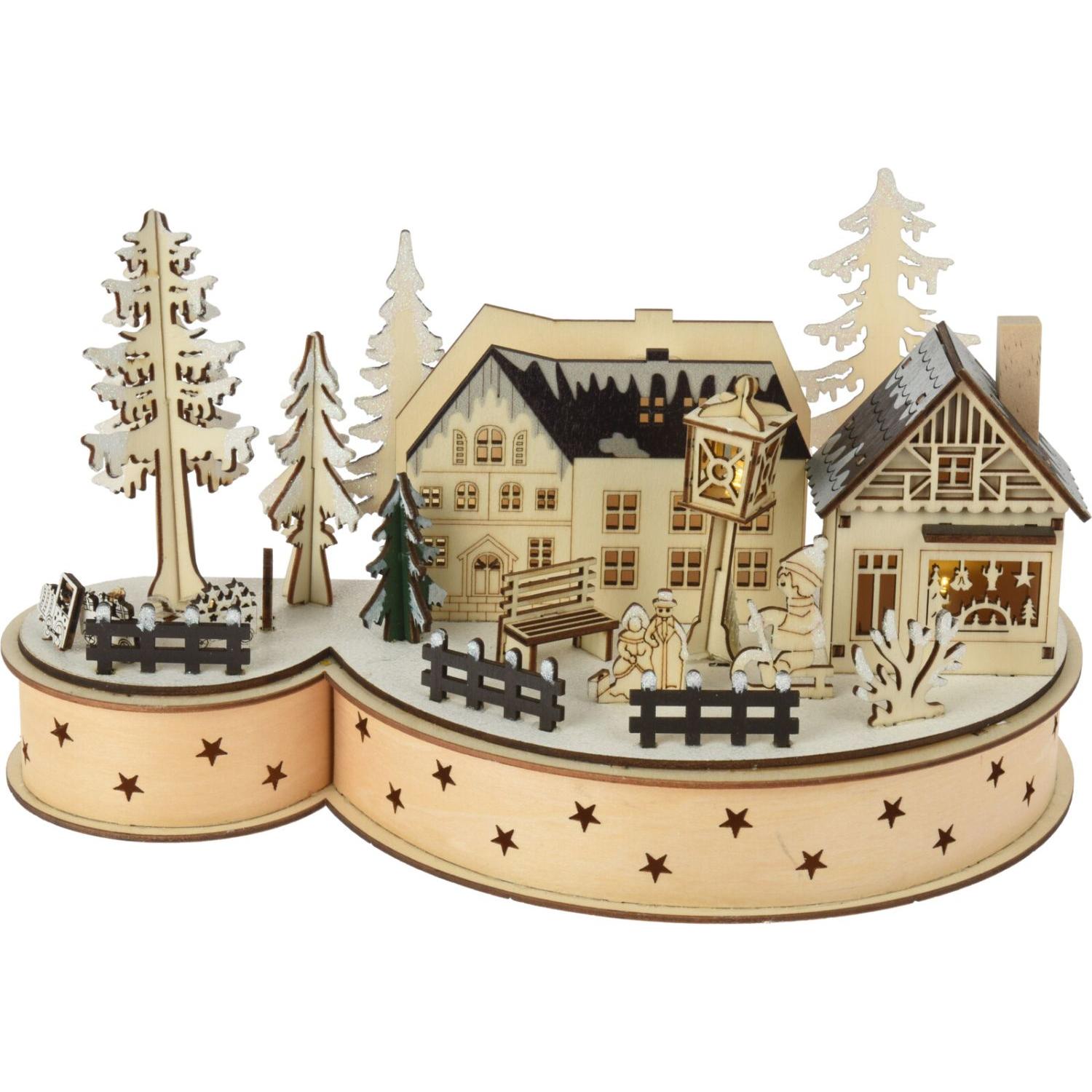 Koopman, Weihnachtsbeleuchtung, Deko-Haus Winterfreude aus Holz 30 x 14 x 16 cm LED