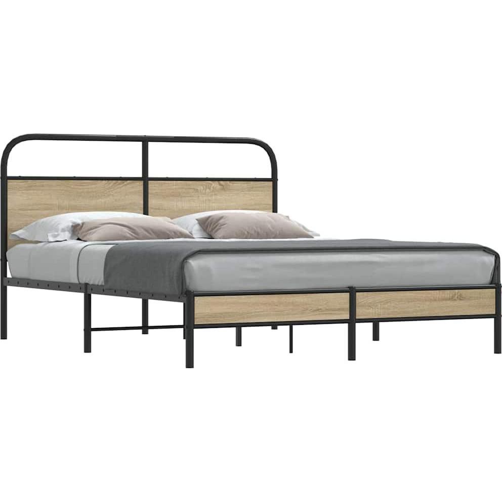 VidaXL, Bett, Bettgestell ohne Matratze 150x200 cm Räuchereiche Holzwerkstoff (150 x 200 cm)