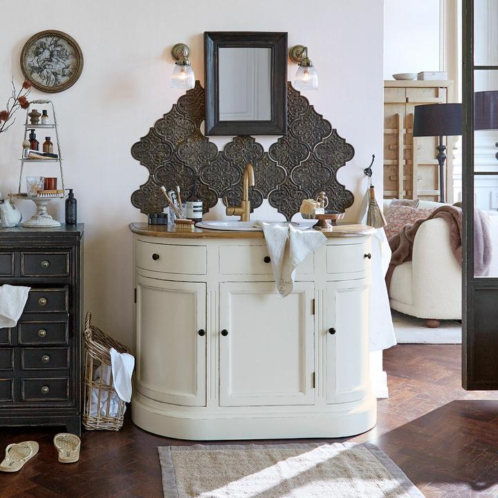 Actual product image Loberon Louisiana washbasin antique white/brown