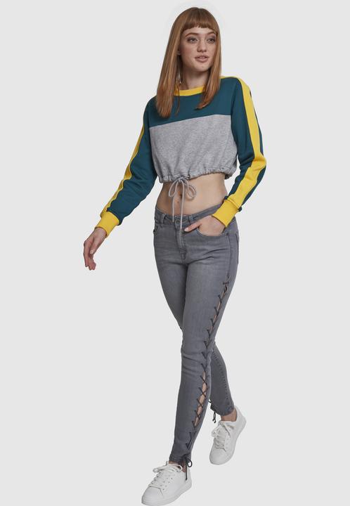 Produktbild Urban Classics Ladies Cropped 3-Tone Stripe Crew (S)
