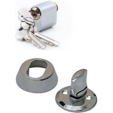 Valnes, Türschloss + Schliesszylinder, Cylinder Set Scandinavian E701 18 Chrome (Profilzylinder)