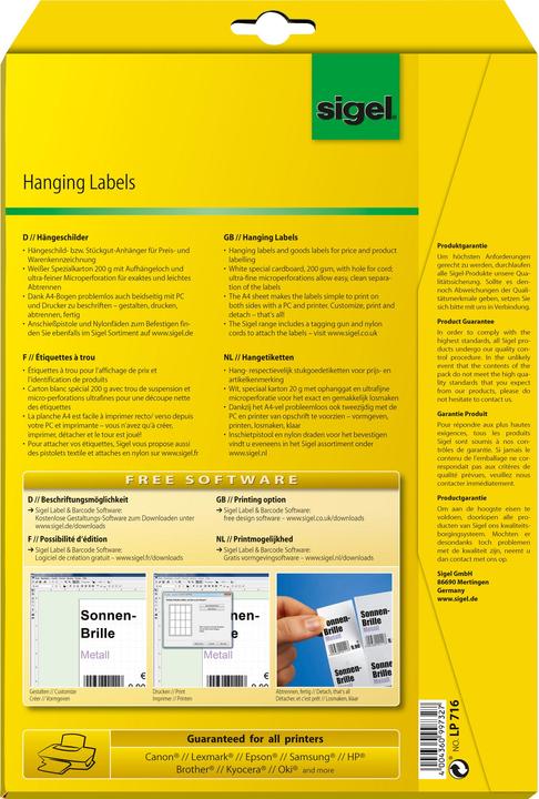 Produktbild Sigel Hängeschilder