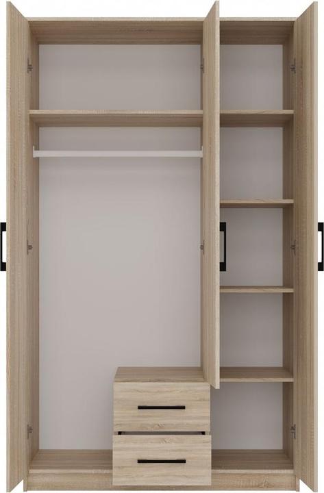 Immagine prodotto Topeshop ROMANA 120 SON L Armadio da camera 6 ripiani 3 ante Armadio in rovere (120 x 52 x 205 cm)