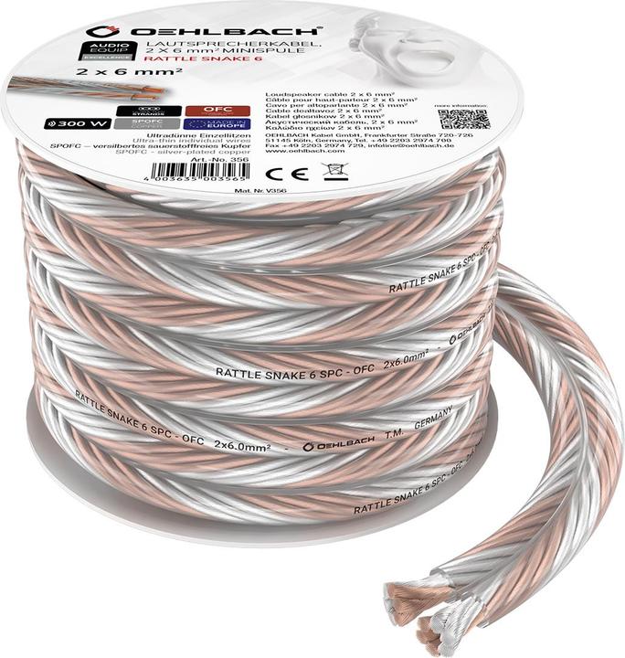 Actual product image Oehlbach D1C356 Loudspeaker cable 2 x 6 mm² Transparent 1 pc. (6 m, 6 mm²)