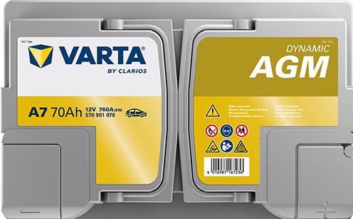Actual product image Varta AGM3 12V 70 AH 760EN (A) (12 V, 70 Ah, 760 A)