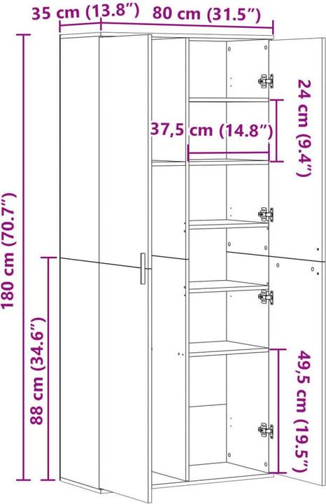 Image du produit vidaXL Highboard (80 x 35 x 180 cm)