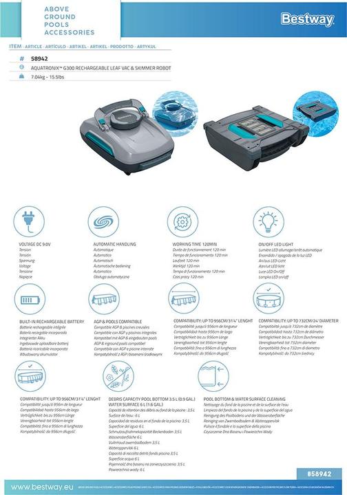 Produktbild Bestway AquaTronix Pro G300 Autom. Pool roboter mit Vakuum- und Skimmerfunktion