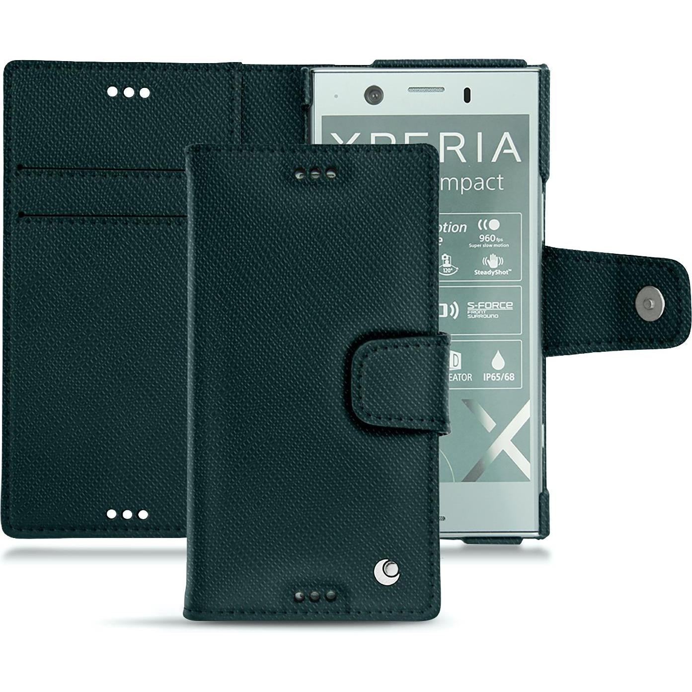 Noreve Lederschutzhülle Wallet (Sony Xperia XZ1 Compact), Smartphone Hülle, Grün
